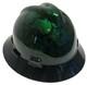 Custom Hard Hat MSA FB Kandy Green Stainless Steel Insanity Skulls Black Brim