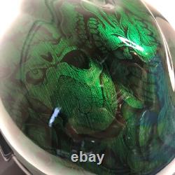 Custom Hard Hat MSA FB Kandy Green Stainless Steel Insanity Skulls Black Brim