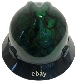 Custom Hard Hat MSA FB Kandy Green Stainless Steel Insanity Skulls Black Brim