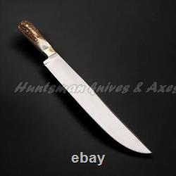 Custom Made 12 C27 Stainless Steel Edwin Forest BOWIE Replica WithStag Horn Scales