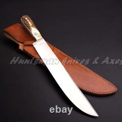 Custom Made 12 C27 Stainless Steel Edwin Forest BOWIE Replica WithStag Horn Scales