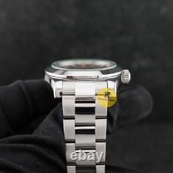 Custom Made 39mm Black Dial MIL Style Watch with Green Crystal NH35 Movement