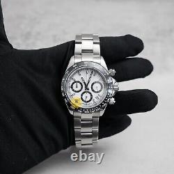 Custom Made 39mm Black White Panda Style Mod Watch with VK63 Chronograph Movement