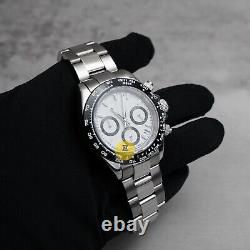 Custom Made 39mm Black White Panda Style Mod Watch with VK63 Chronograph Movement