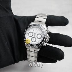 Custom Made 39mm Black White Panda Style Mod Watch with VK63 Chronograph Movement