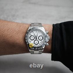 Custom Made 39mm Black White Panda Style Mod Watch with VK63 Chronograph Movement