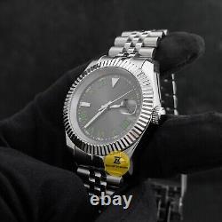 Custom Made 39mm Gray Style Numeral DJ Dress Mod Watch NH35 Regulated Movement