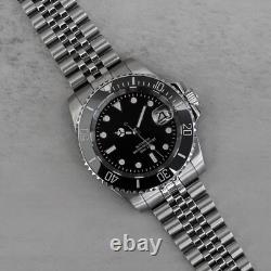 Custom Made 40mm Black Custom Diver Style Mod Watch Jubilee & NH35 Automatic