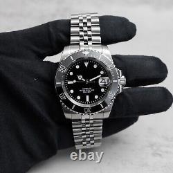 Custom Made 40mm Black Custom Diver Style Mod Watch Jubilee & NH35 Automatic