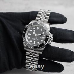 Custom Made 40mm Black Custom Diver Style Mod Watch Jubilee & NH35 Automatic