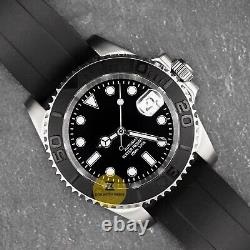 Custom Made 40mm Black Custom Strap Yacht Style Mod Watch NH35 Movement