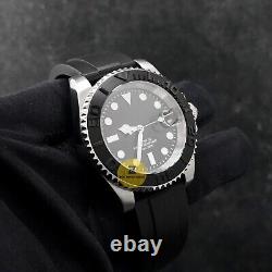 Custom Made 40mm Black Custom Strap Yacht Style Mod Watch NH35 Movement