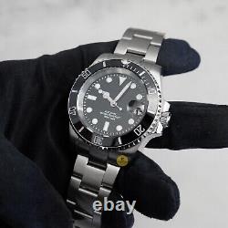 Custom Made 40mm Black Custom Sub Diver Date Style Mod Watch with NH35 Movement