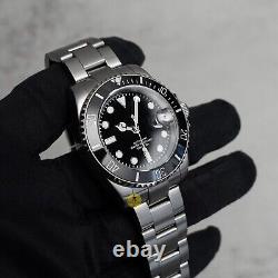 Custom Made 40mm Black Custom Sub Diver Date Style Mod Watch with NH35 Movement