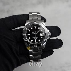Custom Made 40mm Black Custom Sub Diver Date Style Mod Watch with NH35 Movement