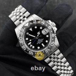 Custom Made 40mm Black GMT Custom Dive Style Mod Watch Jubilee with NH34 Movement