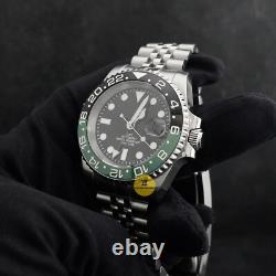 Custom Made 40mm Green Black GMT Diver Style Mod Watch with NH34 Movement