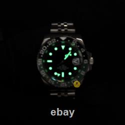 Custom Made 40mm Green Black GMT Diver Style Mod Watch with NH34 Movement