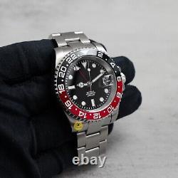 Custom Made 40mm Red Black GMT Custom Diver Style Mod Watch with NH34 Movement