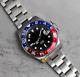 Custom Made 40mm Red Blue GMT Custom Sub Diver Style Mod Watch with NH34 Movement