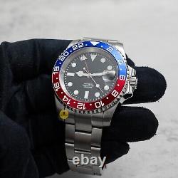 Custom Made 40mm Red Blue GMT Custom Sub Diver Style Mod Watch with NH34 Movement