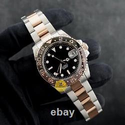 Custom Made 40mm Rootbeer Rose Diver Sub GMT Style Mod Watch with NH34 Movement