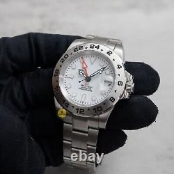 Custom Made 40mm White Polar EXPLR 2 Style GMT Mod Watch with NH34 Movement