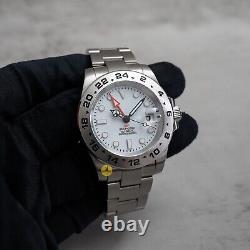 Custom Made 40mm White Polar EXPLR 2 Style GMT Mod Watch with NH34 Movement