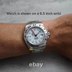 Custom Made 40mm White Polar EXPLR 2 Style GMT Mod Watch with NH34 Movement