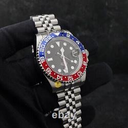 Custom Made Blue & Red GMT Sub Style Diver Mod Watch with NH34 Movement