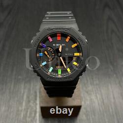 Custom Made G-Shock Watch GA2100-1A4 Casio Black/Orange Dial Rainbow Scale Ring