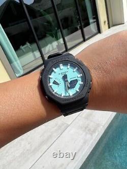 Custom Made GA2100-1A1 Casioak Black G-SHOCK Casio Ice Tiffany Blue Dial White