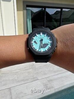 Custom Made GA2100-1A1 Casioak Black G-SHOCK Casio Ice Tiffany Blue Dial White