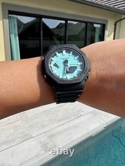 Custom Made GA2100-1A1 Casioak Black G-SHOCK Casio Ice Tiffany Blue Dial White