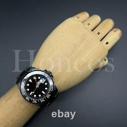 Custom Made GMT Style Watch Automatic Movement Black Dial Black White Bezel US