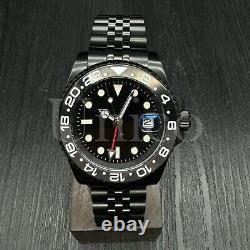 Custom Made GMT Style Watch Automatic Movement Black Dial Bruce Wayne B/Gray BLK