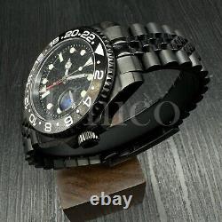 Custom Made GMT Style Watch Automatic Movement Black Dial Bruce Wayne B/Gray BLK