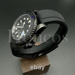 Custom Made SUB Watch Black Rubber NH35 Auto Movement Carbon Number BLK/BL Bezel