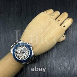 Custom Made Skeleton Watch 40 mm YM Style Diver NH70 Auto Movement D/Blue Bezel