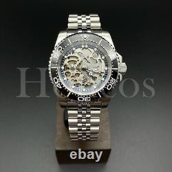 Custom Made Skeleton Watch 40mm SUB Diver Style NH70 Auto Movement BLK/WT Jubile