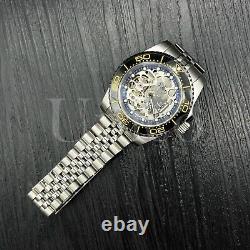 Custom Made Skeleton Watch Seamaster Style Diver NH70 Auto Movement BLK/GD Bezel