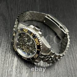 Custom Made Skeleton Watch Seamaster Style Diver NH70 Auto Movement BLK/GD Bezel