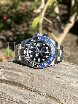 Custom Made Steel 40mm Mod Watch GMT SUB Automatic Movement 126710BLNR Batman