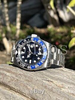 Custom Made Steel 40mm Mod Watch GMT SUB Automatic Movement 126710BLNR Batman