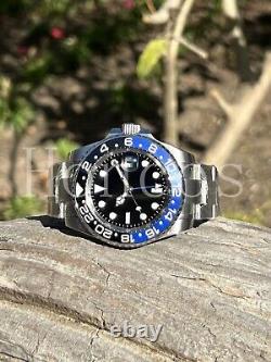 Custom Made Steel 40mm Mod Watch GMT SUB Automatic Movement 126710BLNR Batman