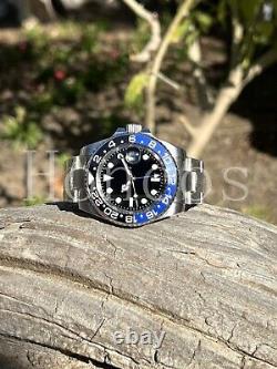 Custom Made Steel 40mm Mod Watch GMT SUB Automatic Movement 126710BLNR Batman