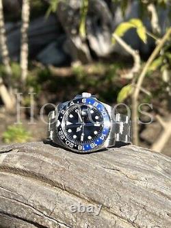 Custom Made Steel 40mm Mod Watch GMT SUB Automatic Movement 126710BLNR Batman