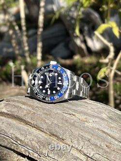 Custom Made Steel 40mm Mod Watch GMT SUB Automatic Movement 126710BLNR Batman