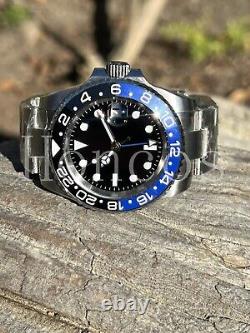 Custom Made Steel 40mm Mod Watch GMT SUB Automatic Movement 126710BLNR Batman