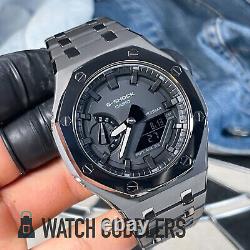 Custom Matte Black Dial G-Shock Gun Metal Polished Steel Band Casioak GA2100